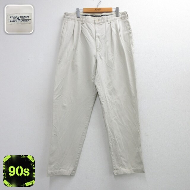 ラルフローレン 90s チノパン ツータック ベージュ 実寸W34 | 古着