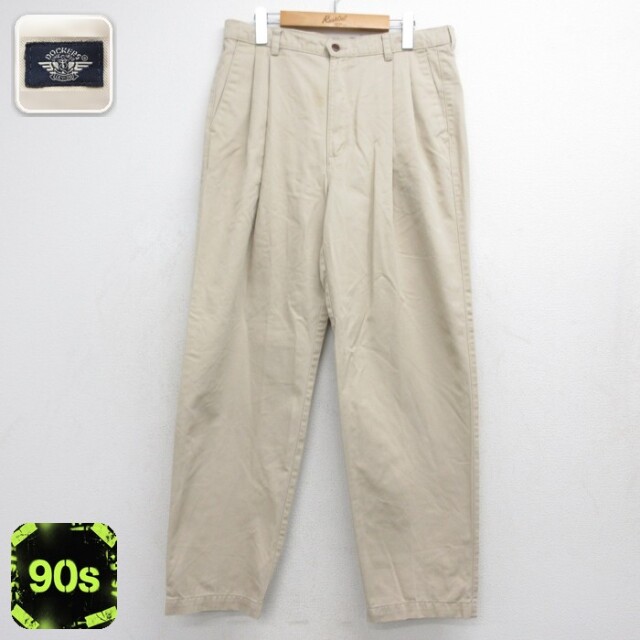 ドッカーズ 90s パンツ ツータック ベージュ 実寸W34 | 古着