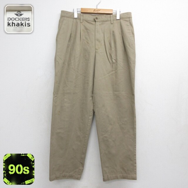 ドッカーズ 90s パンツ ツータック ベージュ 実寸W36 | 古着