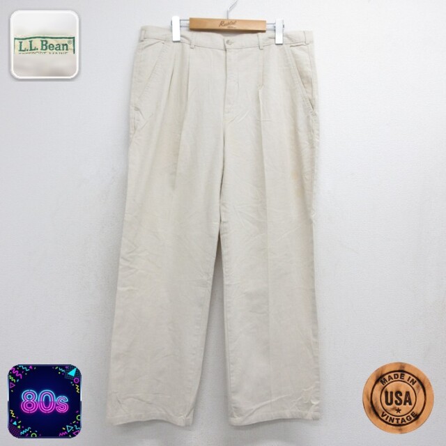 エルエルビーン 80s パンツ ツータック オフホワイト 実寸W36 | 古着