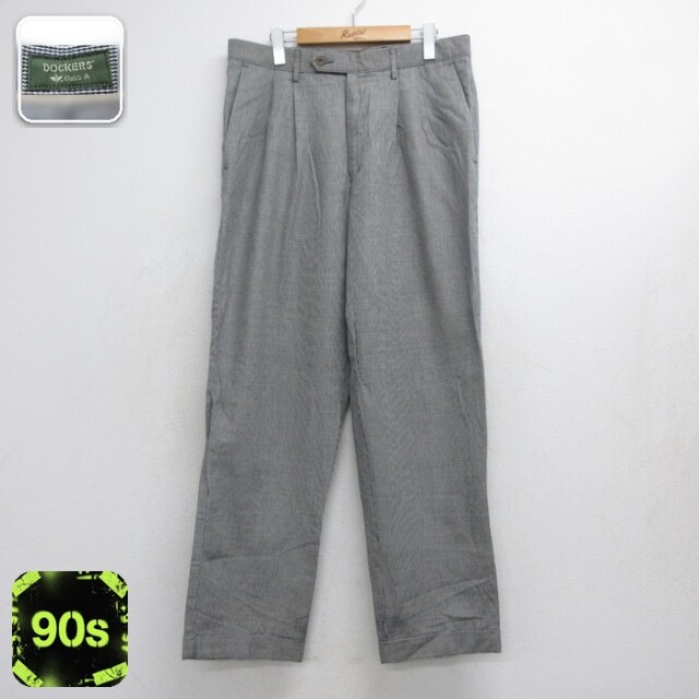 ドッカーズ 90s スラックス チェック グレー 実寸W34 | 古着