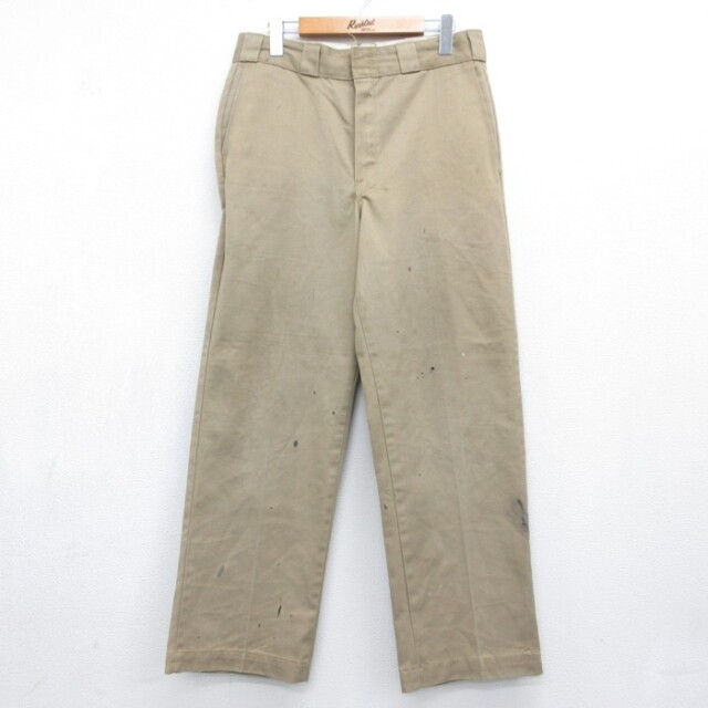 W32★古着 ディッキーズ Dickies パンツ メンズ 80年代 80s チビタグ ワーク USA製 ベージュ【spe】 26sep18