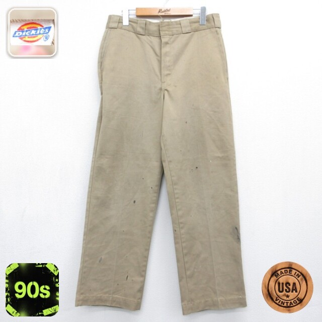 ディッキーズ 80s ワークパンツ チビタグ ベージュ 実寸W32 | 古着