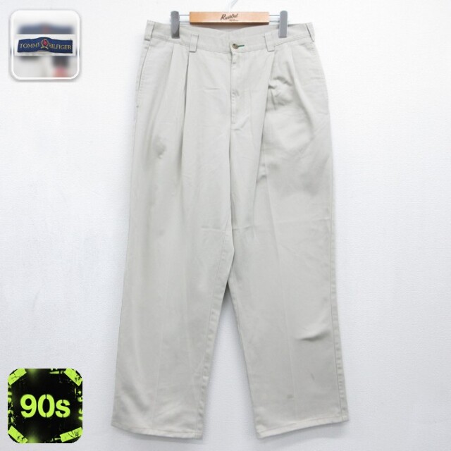 トミーヒルフィガー ツータックチノパンツ ベージュ 実寸W33 | 古着