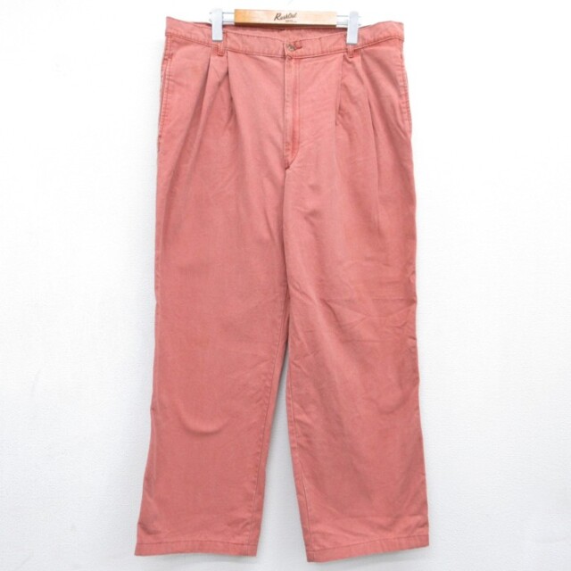 実寸W36 90s パンツ ツータック レッド | 古着