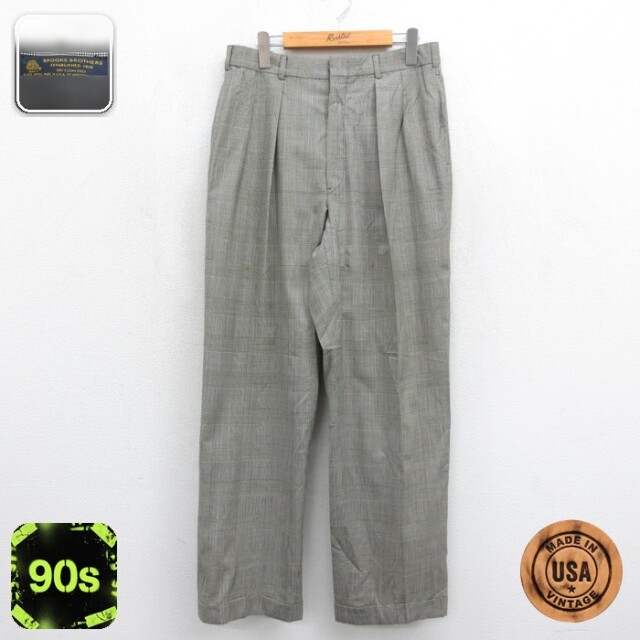 ブルックスブラザーズ 90s パンツ チェック グレー 実寸W32 | 古着