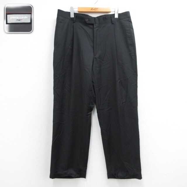 pierre cardin スラックス ピンストライプ ブラック 実寸W36 | 古着
