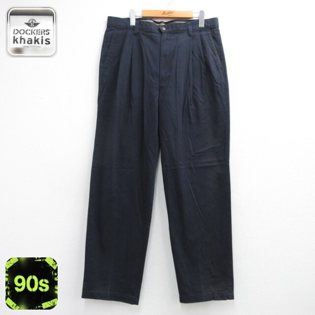 DOCKERS ドッカーズ パンツ メンズ 90s ツータック チノ コットン ブラック 実寸W36 | 古着