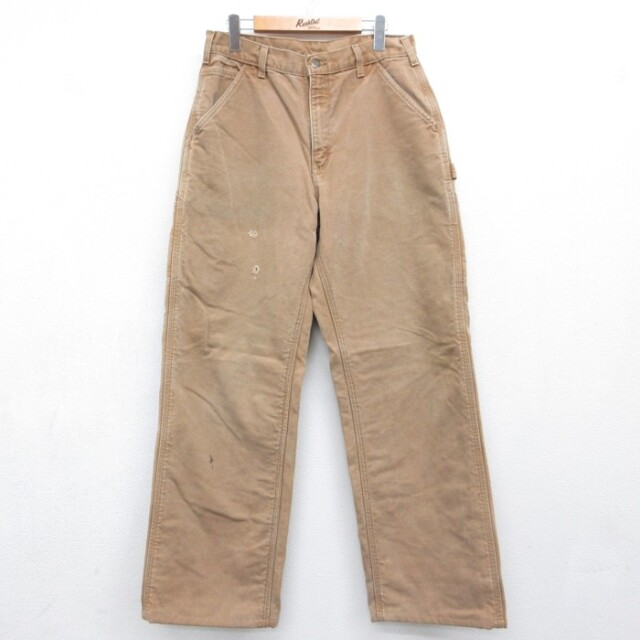 W32★古着 カーハート Carhartt パンツ メンズ 90年代 90s ダック地 ペインター コットン USA製 ブラウン【spe】 26oct05