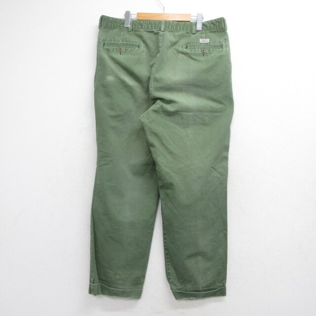 90s ラルフローレン リネンパンツ ビッグ カーキ― 古着通販 W38☆古着 ラルフローレン Ralph Lauren ブランド ポロ