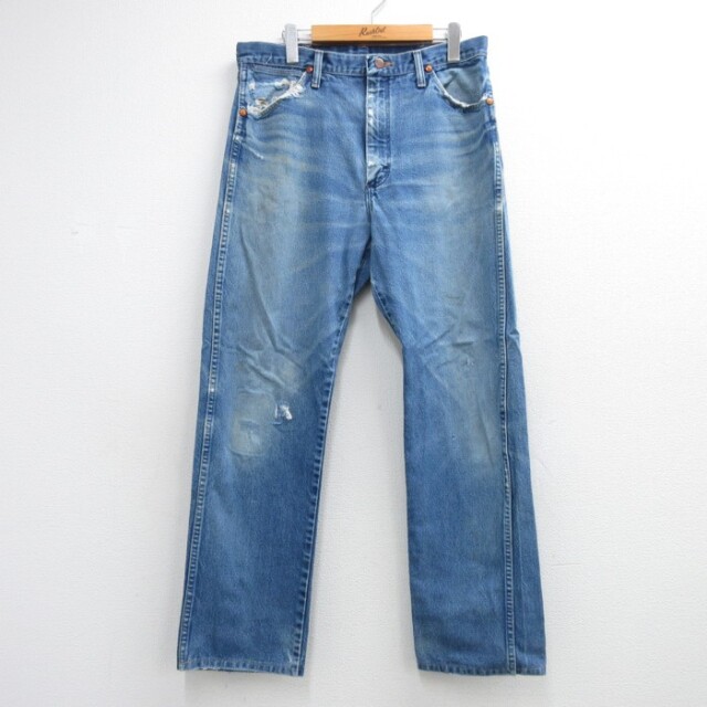 90s USA製 ラングラー 13MWZ デニムパンツ W33 ヒゲ 色落ち 古着通販 W33☆古着 ラングラー Wrangler パンツ メンズ 90年代 90s