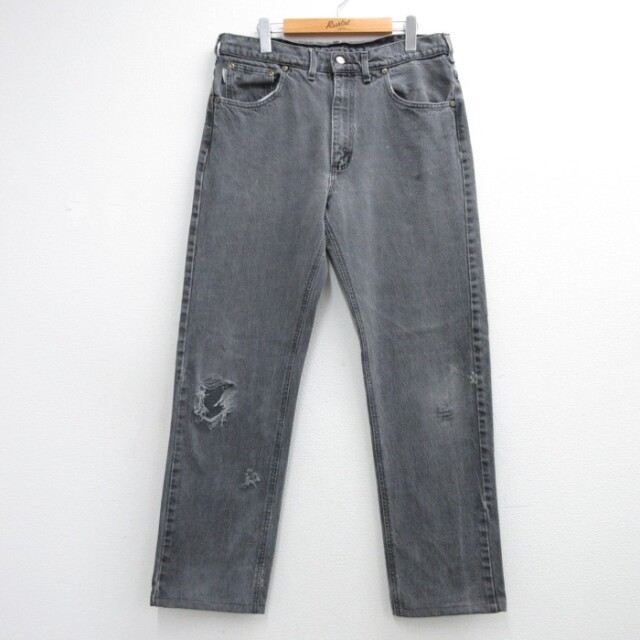W34★古着 カーハート Carhartt パンツ メンズ 90年代 90s ジーンズ コットン USA製 ブラック グレー デニム【spe】 26oct09