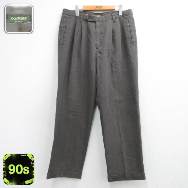 DOCKERS ドッカーズ パンツ メンズ 90s フラップポケット グレー チェック 実寸W36 | 古着