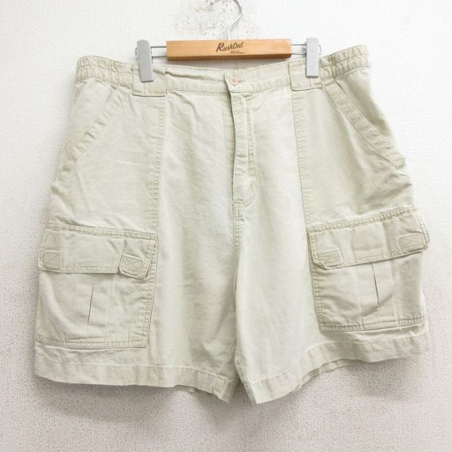【50%OFF】W39★古着 ショート ブッシュ パンツ ショーツ メンズ 00年代 00s 薄ベージュ カーキ 24may21 中古 ボトムス 短パン ショーパン