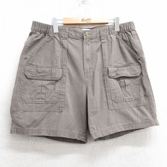 W37★古着 ショート ブッシュ パンツ ショーツ メンズ コットン 茶系 ブラウン 25mar31 中古 ボトムス 短パン ショーパン