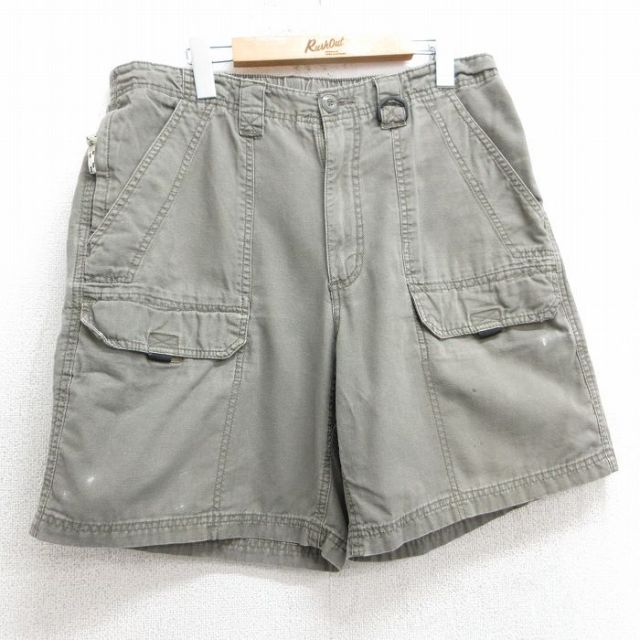 【50%OFF】W35★古着 ラングラー Wrangler ショート カーゴ パンツ ショーツ メンズ コットン 茶系 ブラウン 25mar31 中古 ボトムス 短パン ショーパン