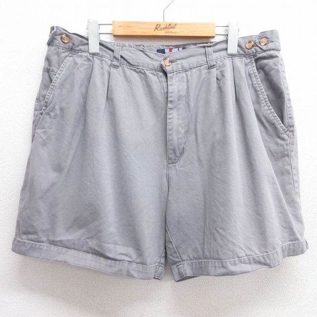 【50%OFF】W37★古着 ショート パンツ ショーツ メンズ コットン グレー 25mar31 中古 ボトムス 短パン ショーパン ハーフ