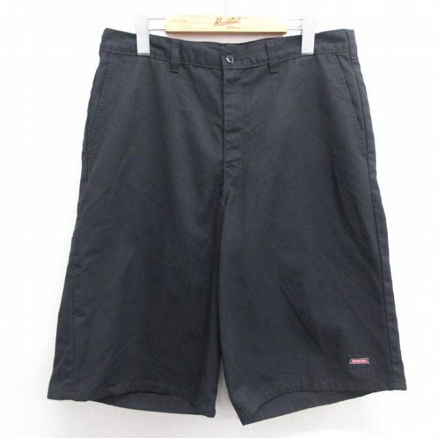 W33★古着 ディッキーズ Dickies ショート ワーク パンツ ショーツ メンズ 黒 ブラック 25mar31 中古 ボトムス 短パン ショーパン