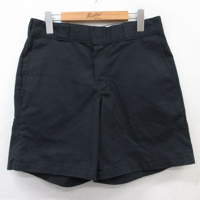 W32★古着 ディッキーズ Dickies ショート ワーク パンツ ショーツ メンズ 黒 ブラック 25apr01 中古 ボトムス 短パン ショーパン