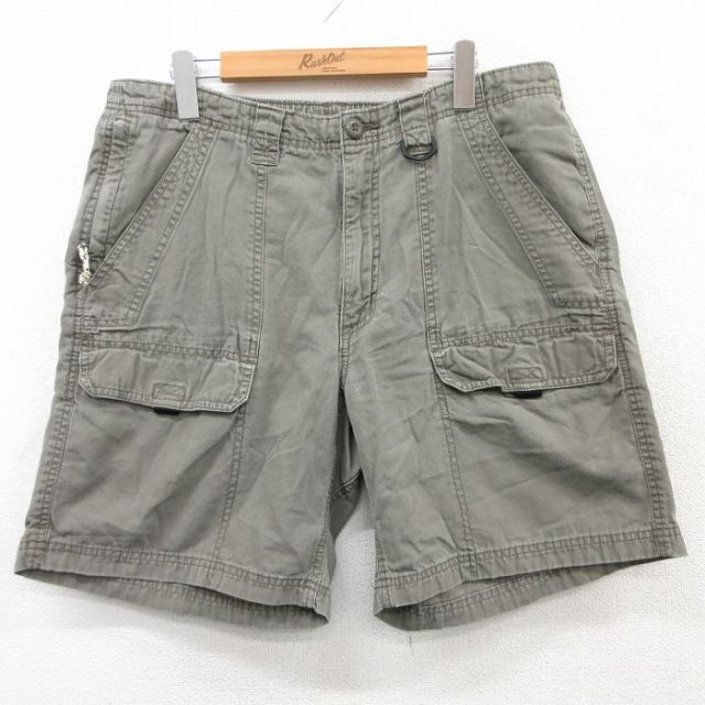 W37★古着 ラングラー Wrangler ショート ブッシュ パンツ ショーツ メンズ ダック地 コットン 薄緑 グリーン 25apr01 中古 ボトムス 短パン ショーパン