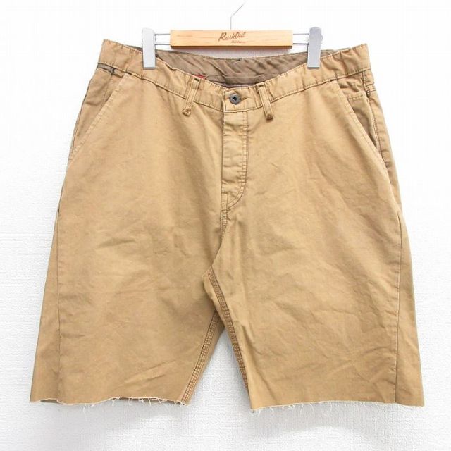 【50%OFF】W36★古着 ショート パンツ ショーツ メンズ コットン USA製 ベージュ カーキ 25apr02 中古 ボトムス 短パン ショーパン ハーフ
