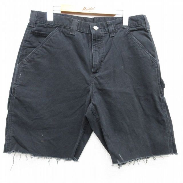 W33★古着 カーハート Carhartt ショート ペインター パンツ ショーツ メンズ コットン 黒 ブラック 25apr02 中古 ボトムス 短パン ショーパン