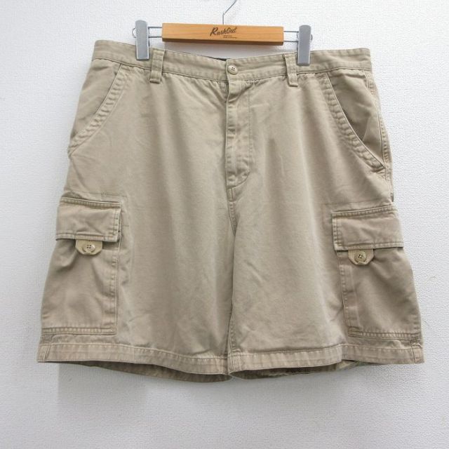 W38★古着 ショート カーゴ パンツ ショーツ メンズ 90年代 90s ベージュ カーキ 25apr03 中古 ボトムス 短パン ショーパン