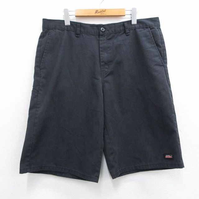 W37★古着 ディッキーズ Dickies ショート ワーク パンツ ショーツ メンズ 黒 ブラック 25apr03 中古 ボトムス 短パン ショーパン