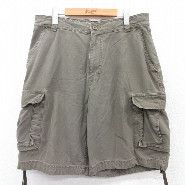 W34★古着 アリゾナジーンズ ショート カーゴ パンツ ショーツ メンズ コットン 茶 ブラウン 25apr03 中古 ボトムス 短パン ショーパン