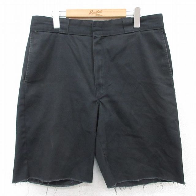 W34★古着 ディッキーズ Dickies ショート ワーク パンツ ショーツ メンズ 874 黒 ブラック 25apr04 中古 ボトムス 短パン ショーパン