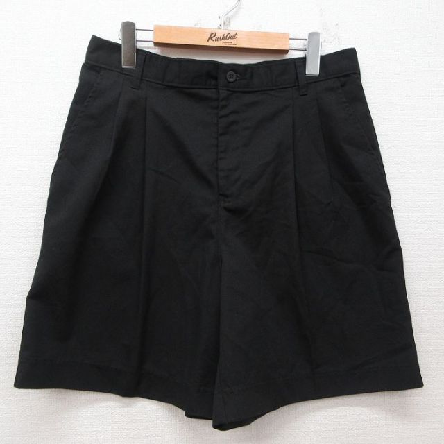 W33★古着 ショート パンツ ショーツ メンズ 黒 ブラック 25apr04 中古 ボトムス 短パン ショーパン ハーフ