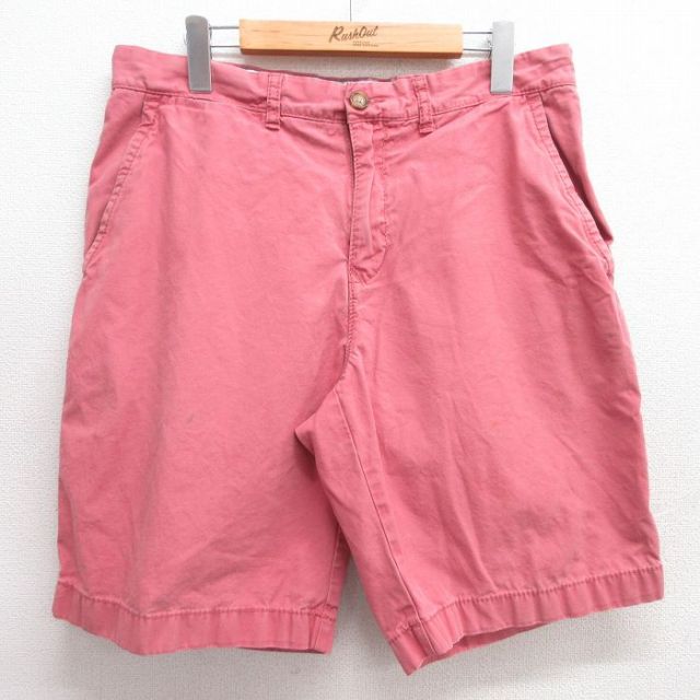 W33★古着 トミーヒルフィガー TOMMY HILFIGER ブランド ショート パンツ ショーツ メンズ コットン 赤系 レッド 25apr04 中古 ボトムス 短パン ショーパン ハーフ