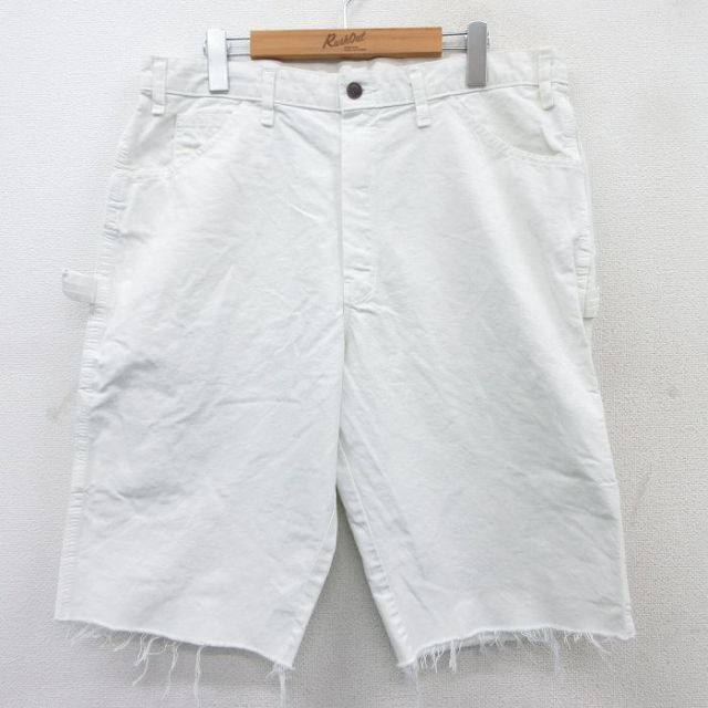 W36★古着 ディッキーズ Dickies ショート ペインター パンツ ショーツ メンズ PPG 白 ホワイト 25apr05 中古 ボトムス 短パン ショーパン