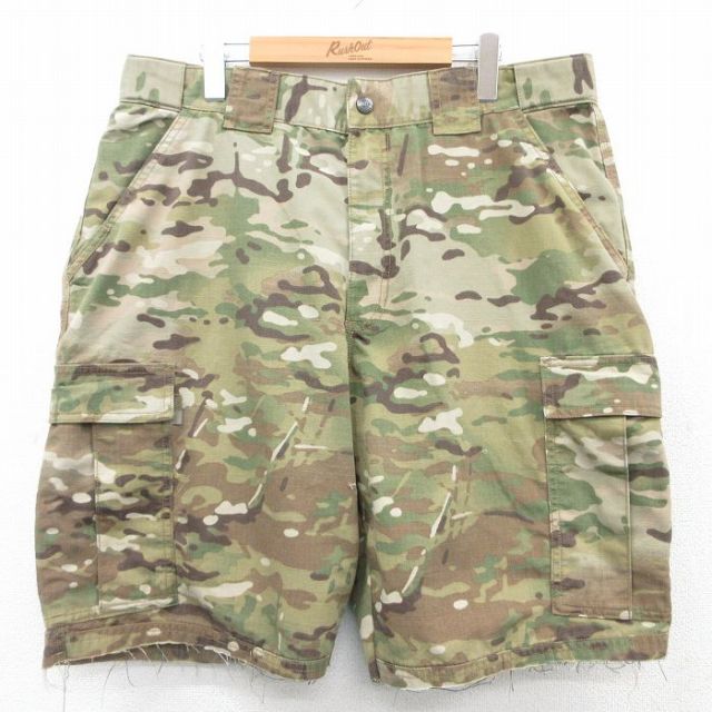 W38★古着 5.11 タクティカル ショート カーゴ パンツ ショーツ メンズ リップストップ 緑他 グリーン 迷彩 25apr05 中古 ボトムス 短パン ショーパン