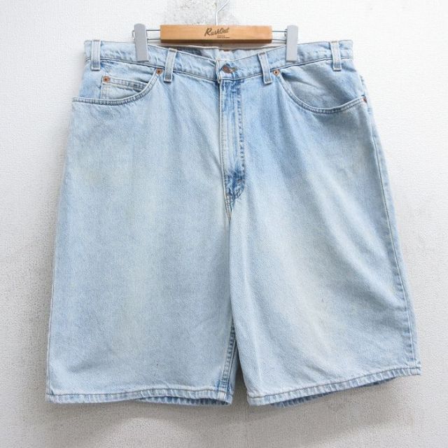 W39★古着 リーバイス Levis 560 ショート パンツ メンズ 90年代 90s 大きいサイズ コットン USA製 薄紺 ネイビー デニム 25apr05 中古 ボトムス 短パン ショーパン ハーフ