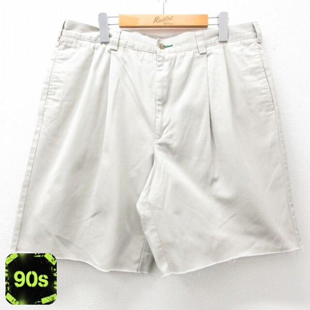 トミーヒルフィガー 90s ショートチノパンツ ワンポイントロゴ ベージュ W37 | 古着