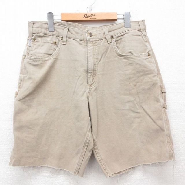 W34★古着 カーハート Carhartt ショート ペインター パンツ ショーツ メンズ ダック地 コットン ベージュ カーキ 25apr05 中古 ボトムス 短パン ショーパン