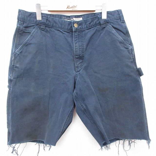 W35★古着 カーハート Carhartt ショート ペインター パンツ ショーツ メンズ ダック地 紺 ネイビー 25apr05 中古 ボトムス 短パン ショーパン