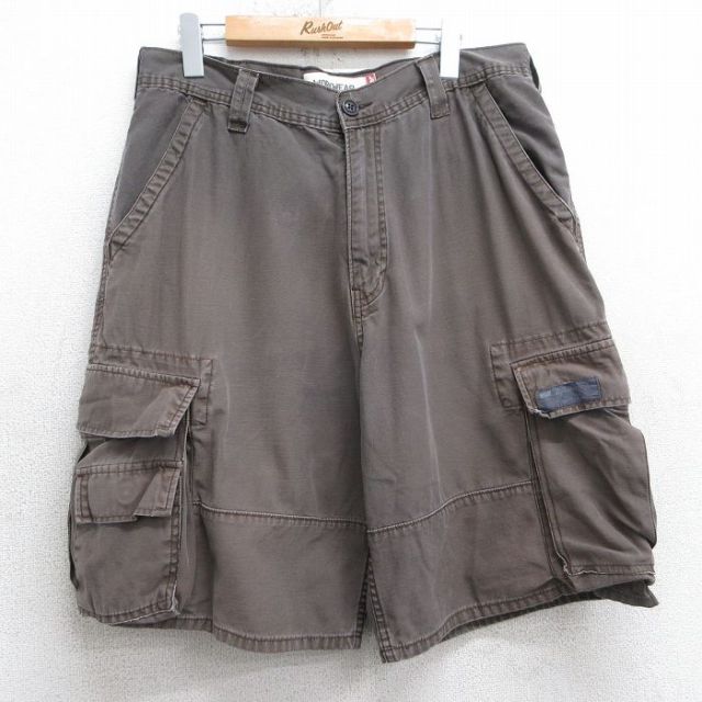 W33★古着 リーバイス Levis ショート カーゴ パンツ ショーツ メンズ コットン 茶 ブラウン 25apr07 中古 ボトムス 短パン ショーパン