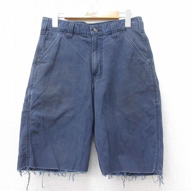 W31★古着 カーハート Carhartt ショート パンツ ショーツ メンズ 紺 ネイビー 【spe】 25apr07 中古 ボトムス 短パン ショーパン ハーフ