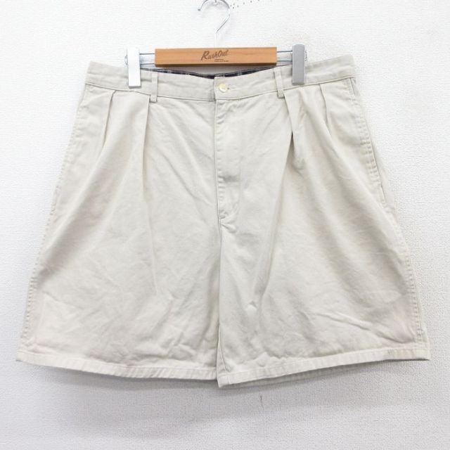 W35★古着 ラルフローレン Ralph Lauren ブランド ショート チノ パンツ チノパン ショーツ メンズ 90年代 90s ワンポイントロゴ コットン ベージュ カーキ 25apr07 中古 ボトムス 短パン ショーパン