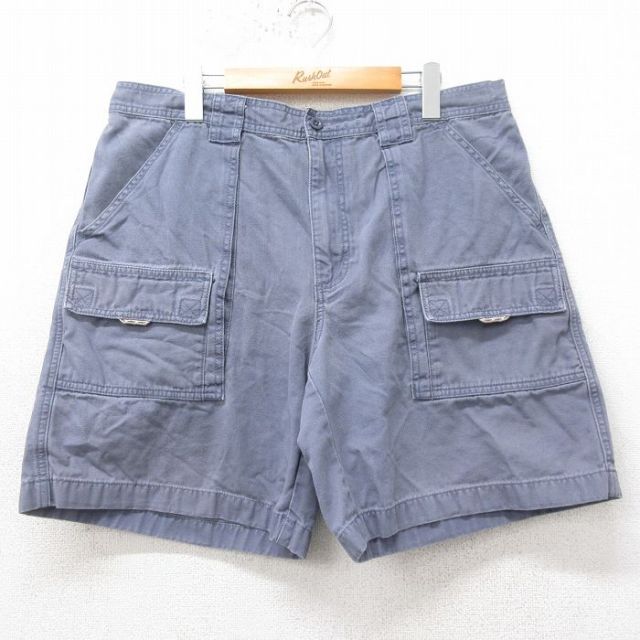 W36★古着 エルエルビーン LLBEAN ショート ブッシュ パンツ ショーツ メンズ 00年代 00s コットン 薄紺 ネイビー 【spe】 25apr07 中古 ボトムス 短パン ショーパン