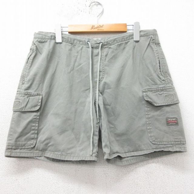 W29★古着 ユニオンベイ ショート イージー カーゴ パンツ ショーツ メンズ 00年代 00s コットン 薄緑系 グリーン 25apr07 中古 ボトムス 短パン ショーパン