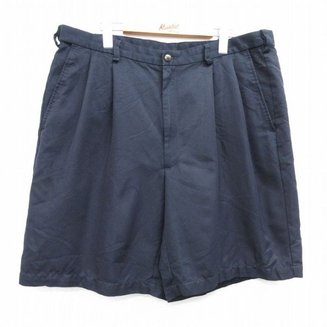 W37★古着 HAGGAR ショート パンツ ショーツ メンズ 紺 ネイビー 25apr08 中古 ボトムス 短パン ショーパン ハーフ