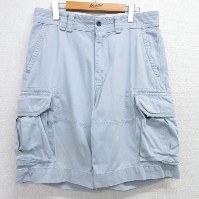 W34★古着 ラルフローレン Ralph Lauren ブランド ショート カーゴ パンツ ショーツ メンズ コットン 薄紺 ネイビー 25apr08 中古 ボトムス 短パン ショーパン