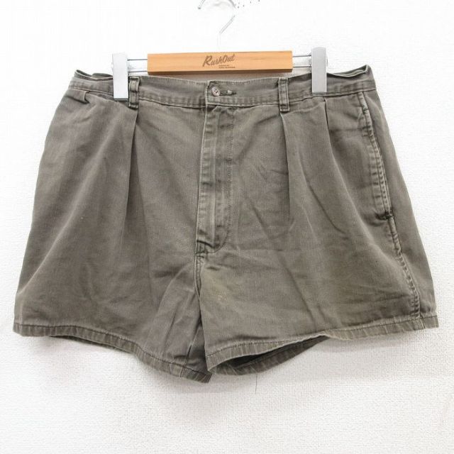 W34★古着 ラルフローレン Ralph Lauren ブランド ショート パンツ ショーツ メンズ 90年代 90s タロン 緑系 グリーン 【spe】 25apr09 中古 ボトムス 短パン ショーパン ハーフ