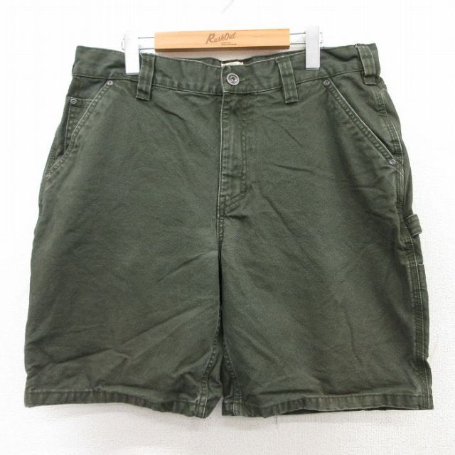W36★古着 レッドヘッド ショート ペインター パンツ ショーツ メンズ ダック地 コットン 緑 グリーン 25apr09 中古 ボトムス 短パン ショーパン