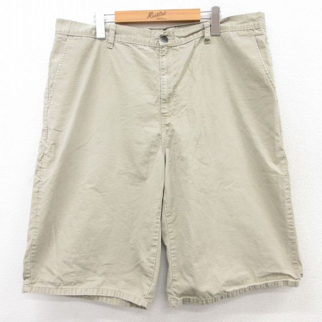 W39★古着 ディッキーズ Dickies ショート パンツ ショーツ メンズ リップストップ コットン ベージュ カーキ 25apr09 中古 ボトムス 短パン ショーパン ハーフ
