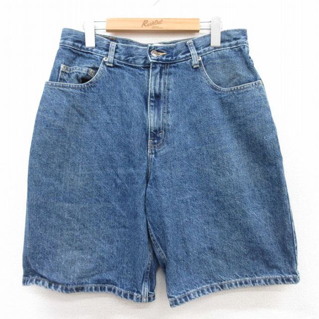 W33★古着 アリゾナジーンズ ショート パンツ ショーツ メンズ コットン 紺 ネイビー デニム 25apr10 中古 ボトムス 短パン ショーパン ハーフ