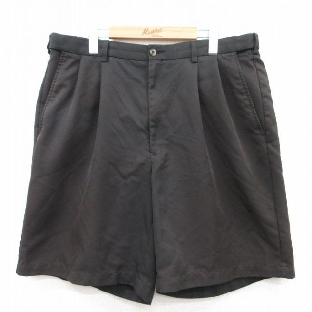 W38★古着 HAGGAR ショート チノ パンツ チノパン ショーツ メンズ 黒 ブラック 25apr10 中古 ボトムス 短パン ショーパン